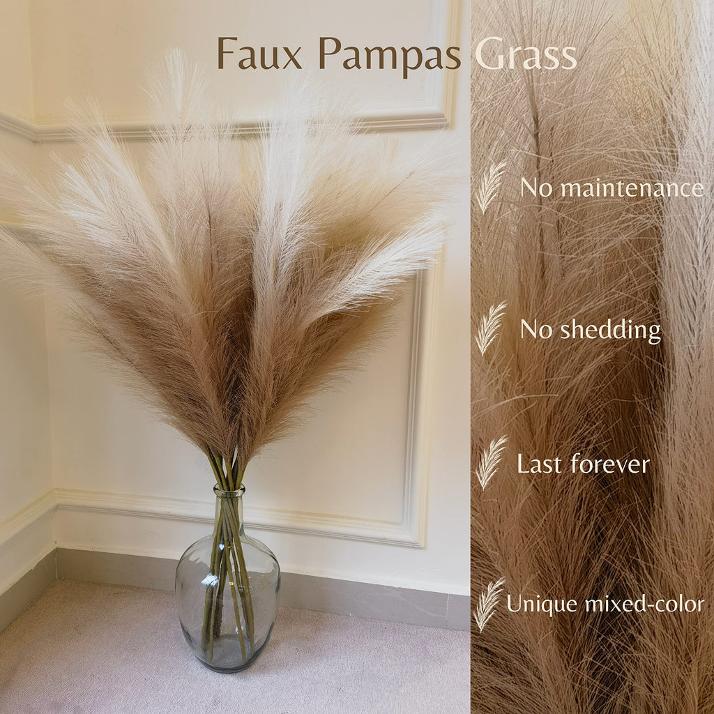 Faux Pampas Grass, 9PCS Pompas, Large Pompas Grass, 38'' Tall Pampas Grass for Floor Vase, Pampas Grass Decor Tall