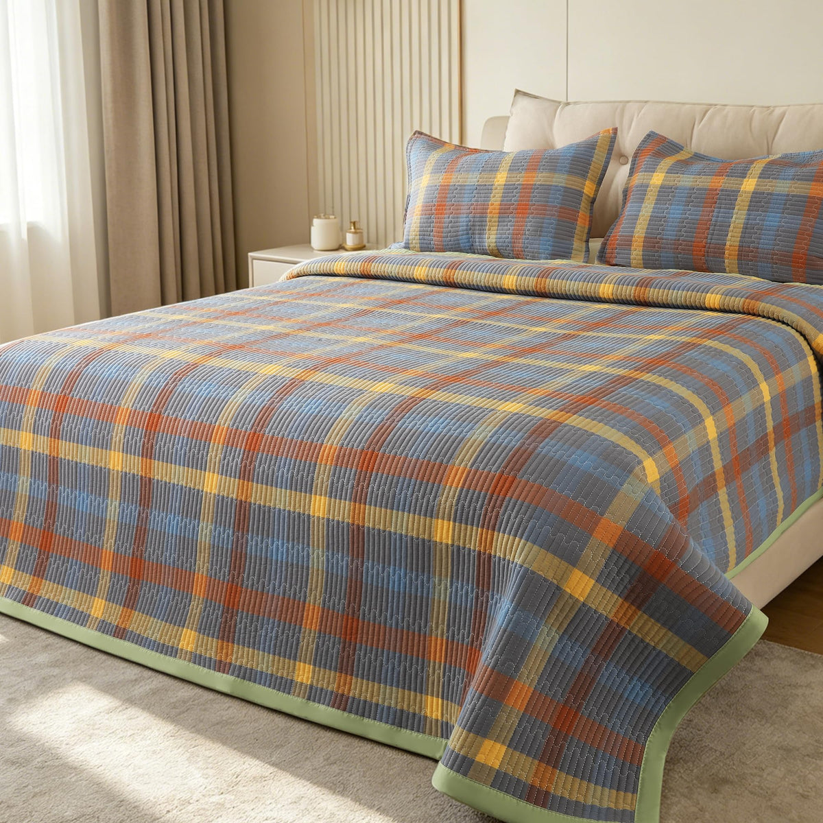 3 Pieces 100% Cotton Quilt Set, Hypoallergenic for Sensitive Skin, Lightweight All Season Coverlet Set, No