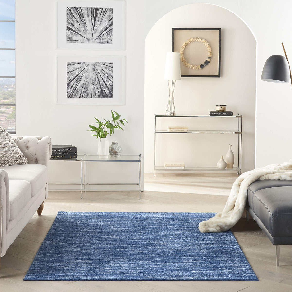 Essentials Navy Blue 5' x 7' Area Rug - Easy Clean, Non Shedding, Bed Room, Living Room, Dining Room, Kitchen