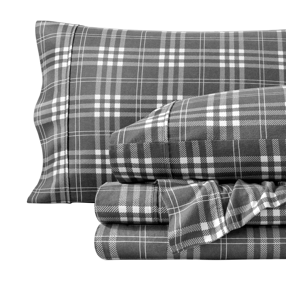 Flannel Sheet Set Prints (Stirling Plaid - Grey/White)