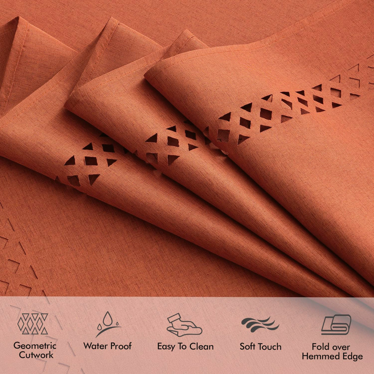 Burnt Orange Fall Rectangle Tablecloth with Cutouts 52x70 Inch