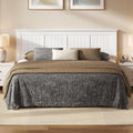 Serene Solid Wood Panel Headboard with Window-Pane Design, King, White, Easy Assembly, Quality Materials