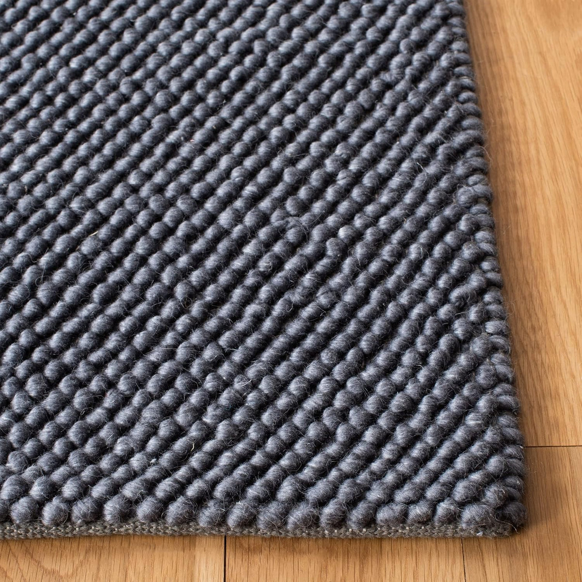 Area Rug - Natura - Large - Dark Grey, Handmade Wool Blend, Textured Design