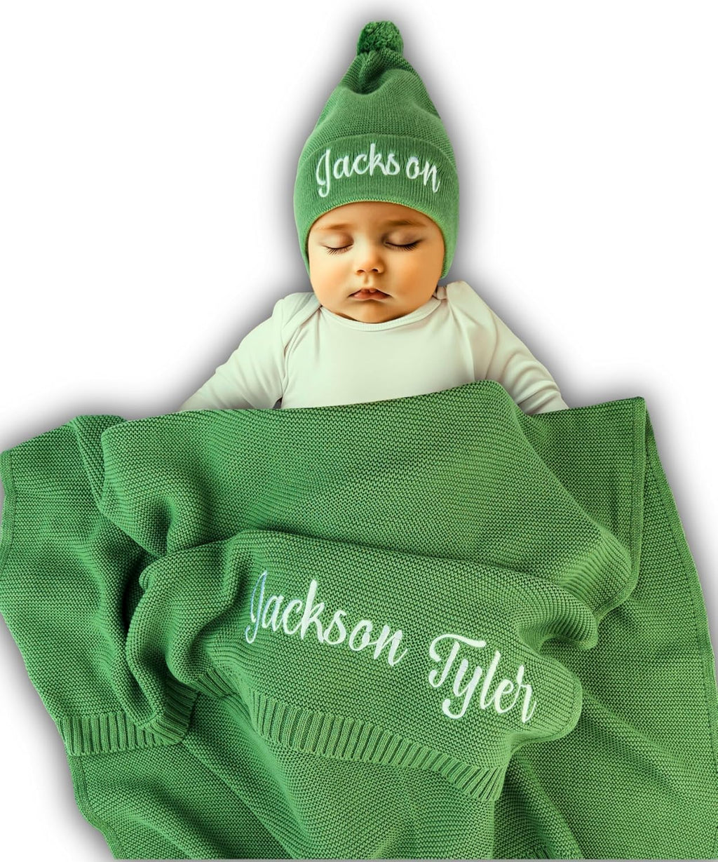 Blanket, 100% GOTS Organic Certified, Customized Swaddle Blanket with Name, Receiving Blankets for Boys and Girls