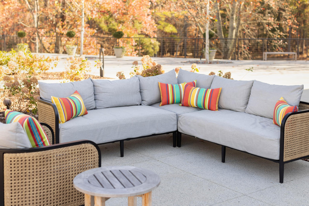 Square Throw Pillows Set of 2, 20" x 20", Outdoor Pillows, Beachcrest Caviar, Made in USA