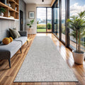 Indoor and Outdoor Runner Rug Gray Solid Boho Woven Design Easy-Cleaning Non Shedding Farmhouse Living Room Bedroom