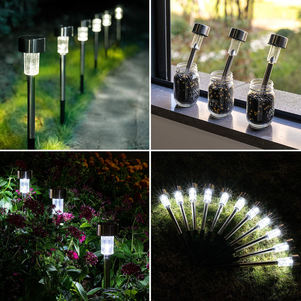 Outdoor Waterproof Solar Pathway Lights, 20 Pack Cold White