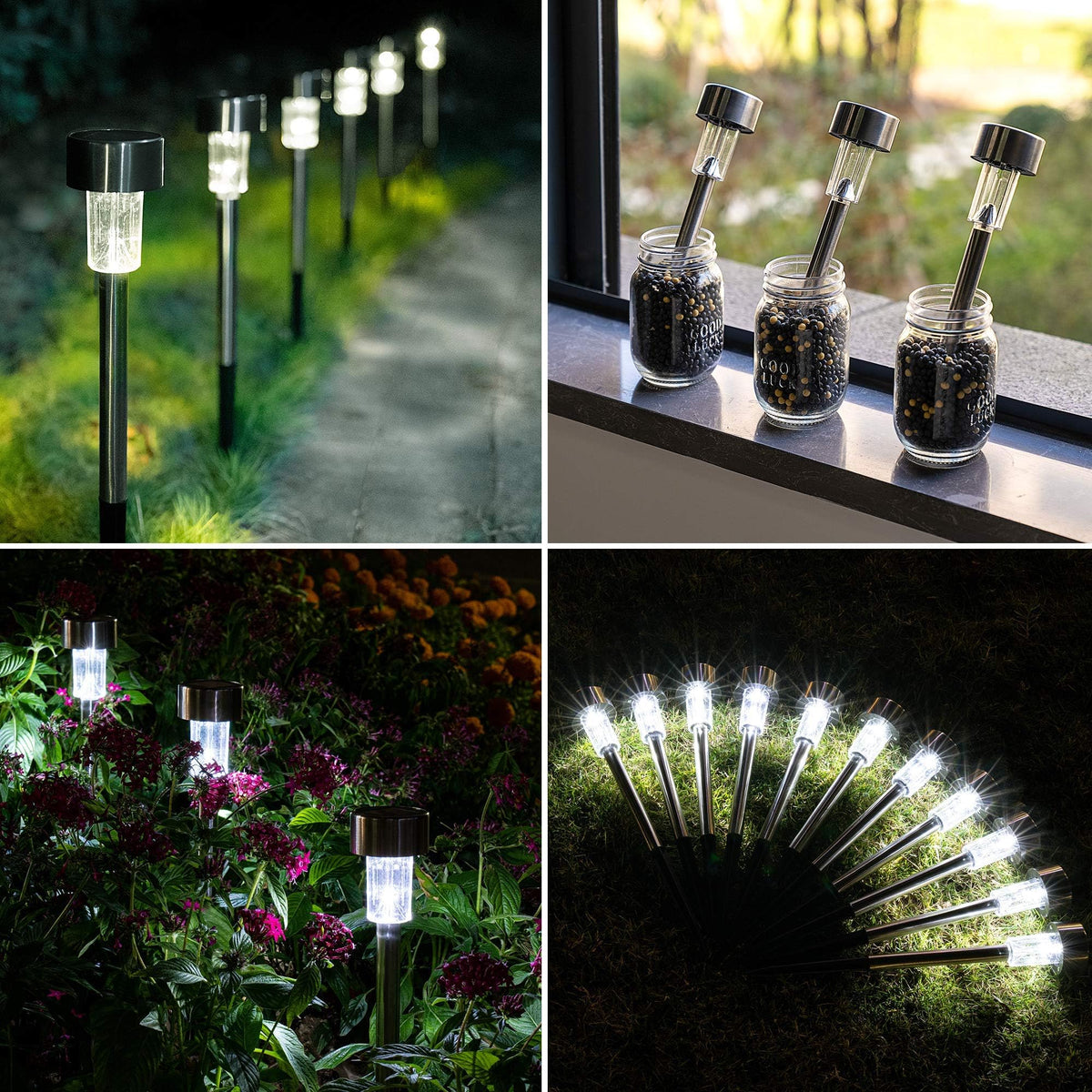 Outdoor Waterproof Solar Pathway Lights, 20 Pack Cold White