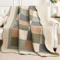 Patchwork Cotton Quilted Throw Blanket (Blue, 50"x60")