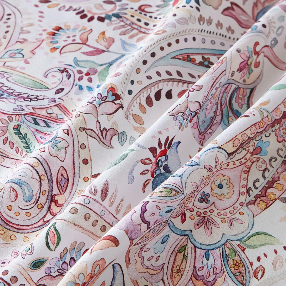 Pink Boho Paisley Duvet Cover Queen 100% Egyptian Cotton 3 Pcs