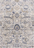 Obsidian Boho Vintage Traditional Damask Area Rug - Farmhouse Traditional Floral Medallion Carpet - Grey, Beige