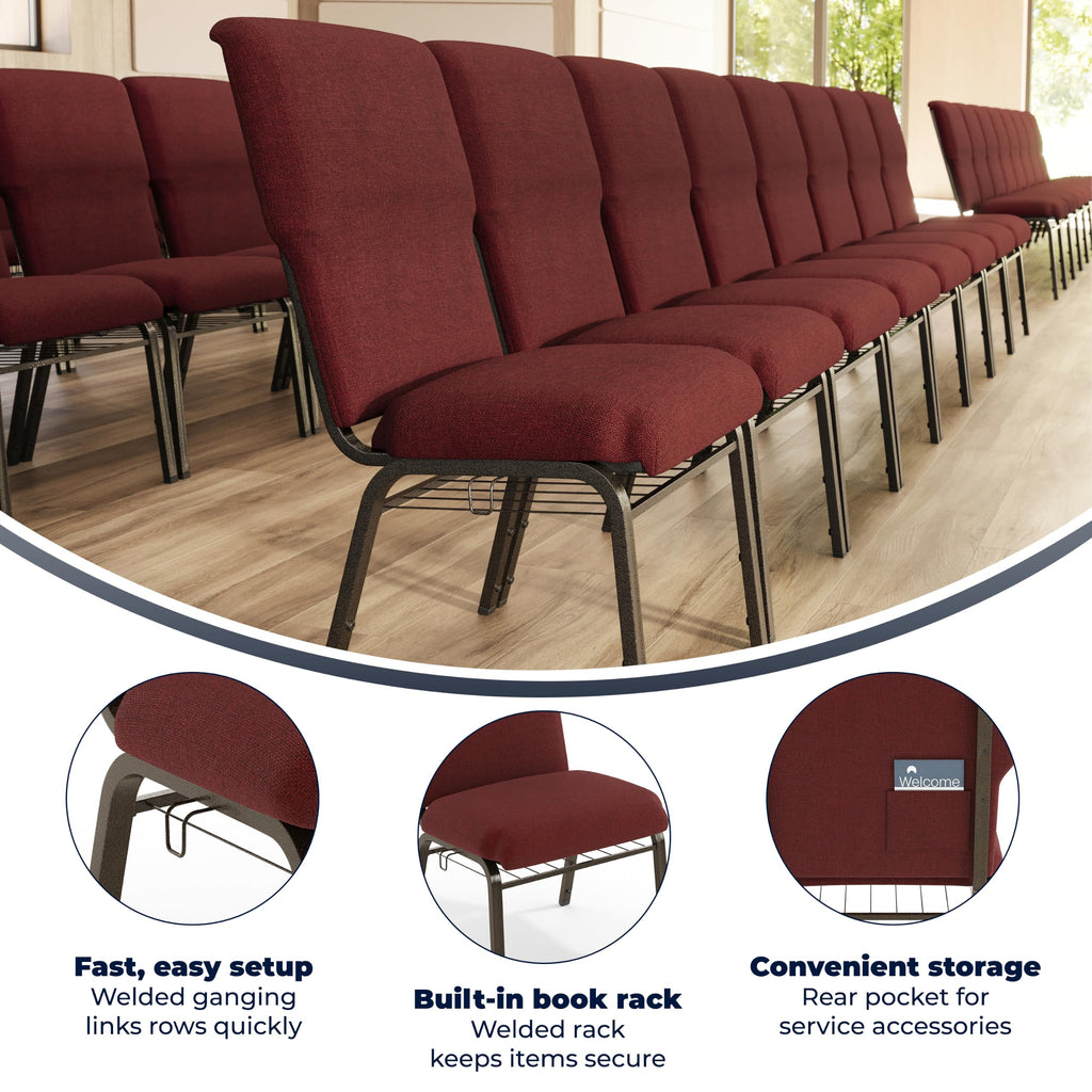 Advantage Maroon Discount Church Chair - 21 in. Wide