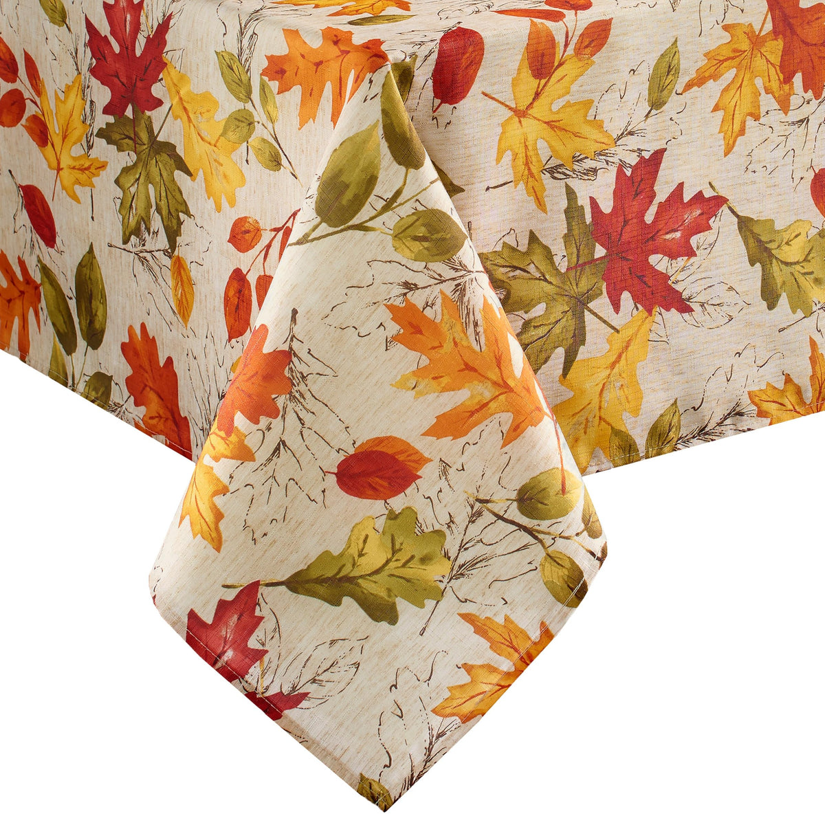 Autumn Leaves Fall Printed Tablecloth, Multicolor - 60"W x 120"L