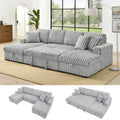 122'' Convertible U-Shaped Faux Rabbit Fur Plush Sectional Sleeper Sofa, Upholstered Cloud Couch Pull-Out Sofa Bed