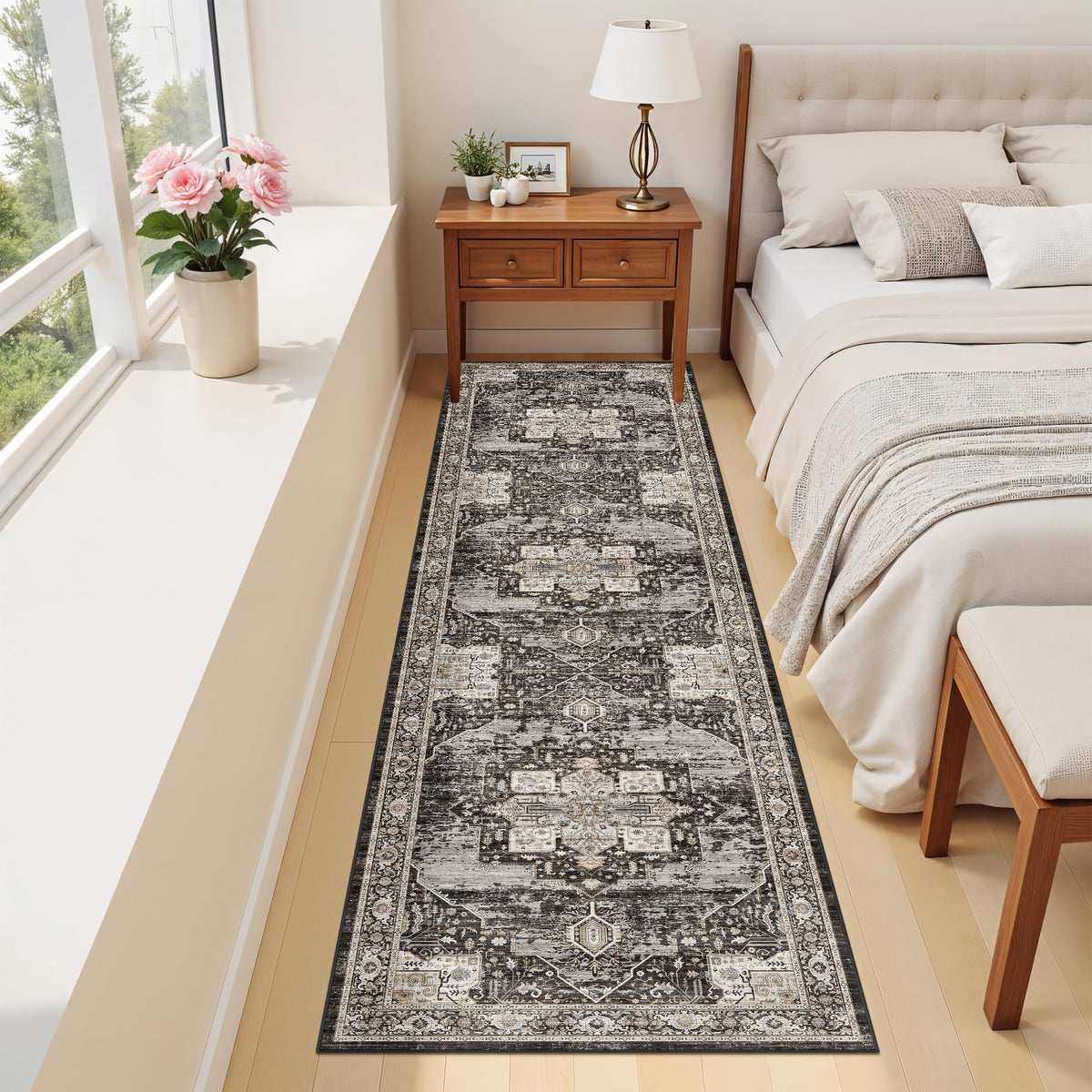 Washable 2x8 Oriental Runner Rug - Soft Stain Resistant Rugs Bedroom Non Slip Low Pile Carpets Home Decor Mat 2x8