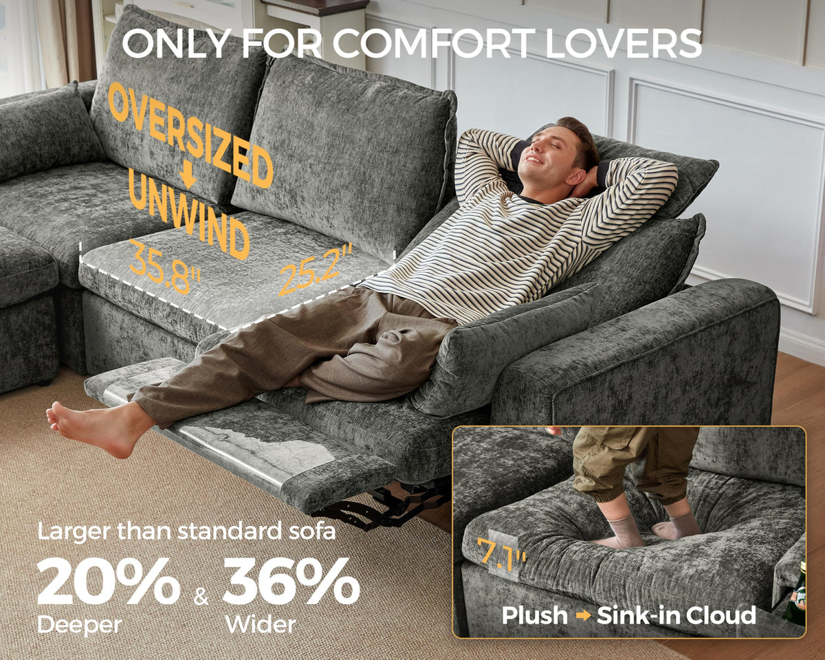103" Modular Power Reclining Sectional 2 Seater Loveseat Sofa, Chenille