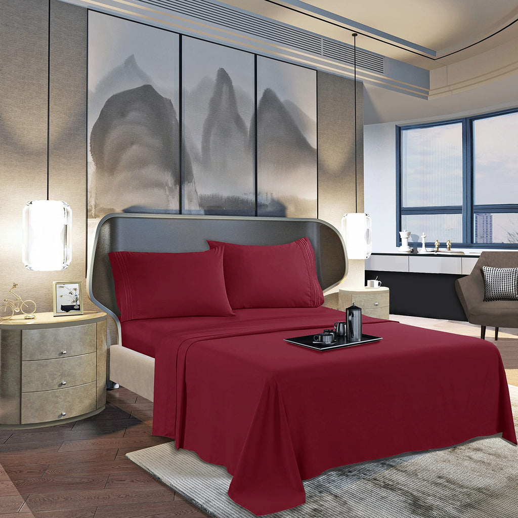 Sheet Set - 4 Piece - 100% Cotton Hotel Luxury Bed Sheets - Extra Soft - 18"-24" Deep Pocket Fitted Sheets