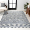 Trellis High-Low Gray/Cream Indoor Area Rug, Sofie Moroccan, Easy-Cleaning, High Traffic, Pet-Friendly