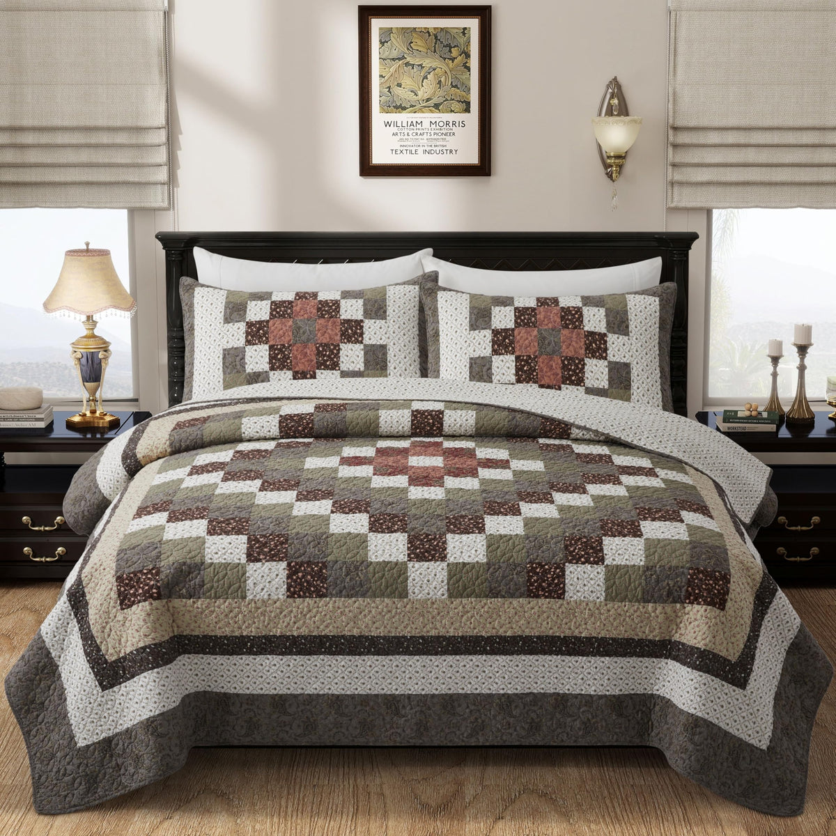 Quilt Set, Vintage Patchwork 118"x102"