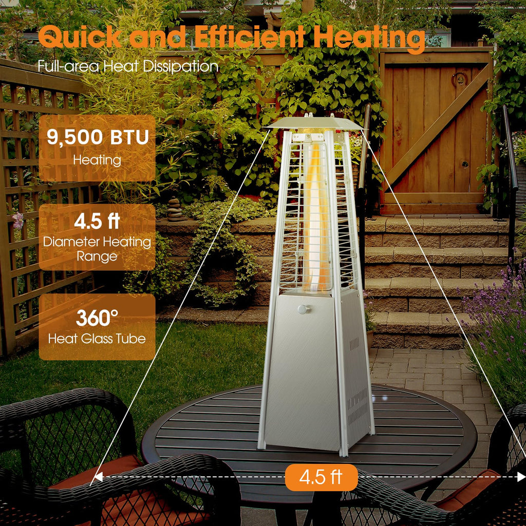 34" Pyramid Tabetop Propane Patio Heater, Silver