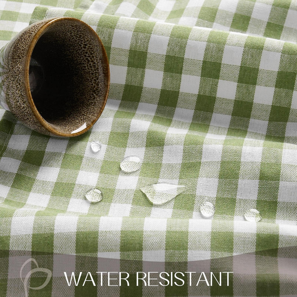 Gingham Ruffled Tablecloth Rectangle, 60 x 84 Inch, Sage Green