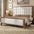 King Solid Wood Bed Frame 50" Tall Headboard&Footboard, Walnut