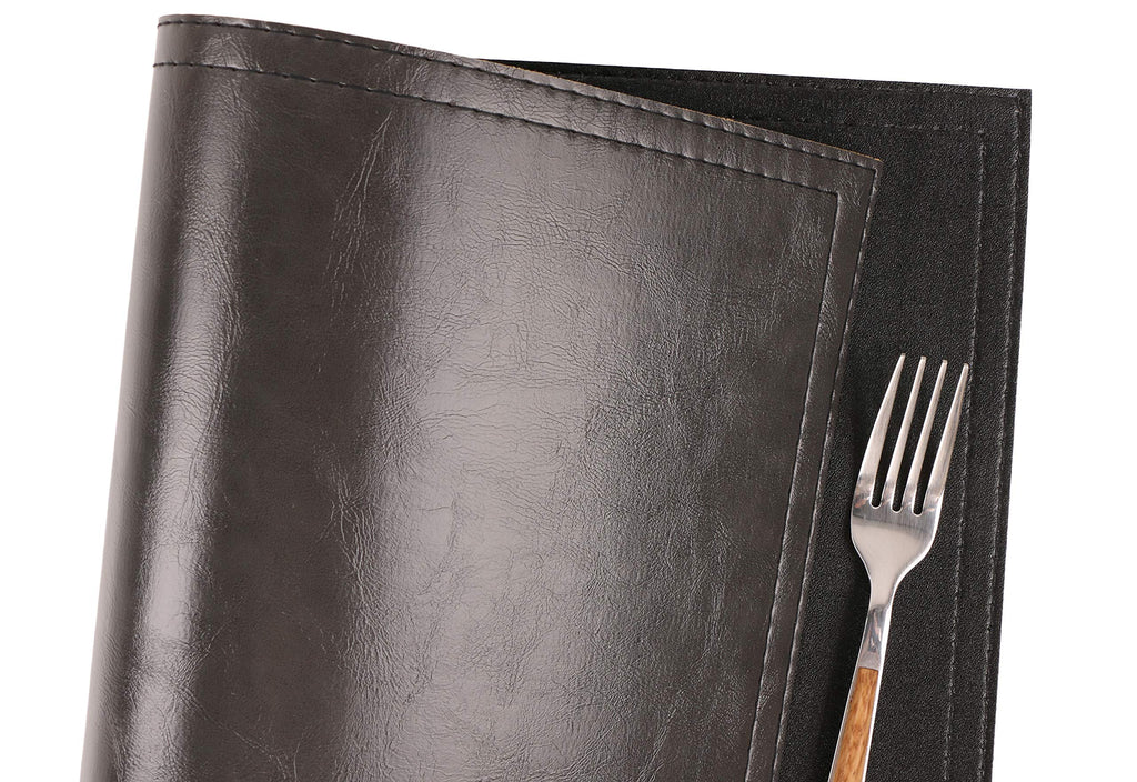 Waterproof PU Placemats, Faux Leather Dinging Table Mat, Set of 6, Easy to Wipe Off Scrub Vinyl Mat, Heat & Stain