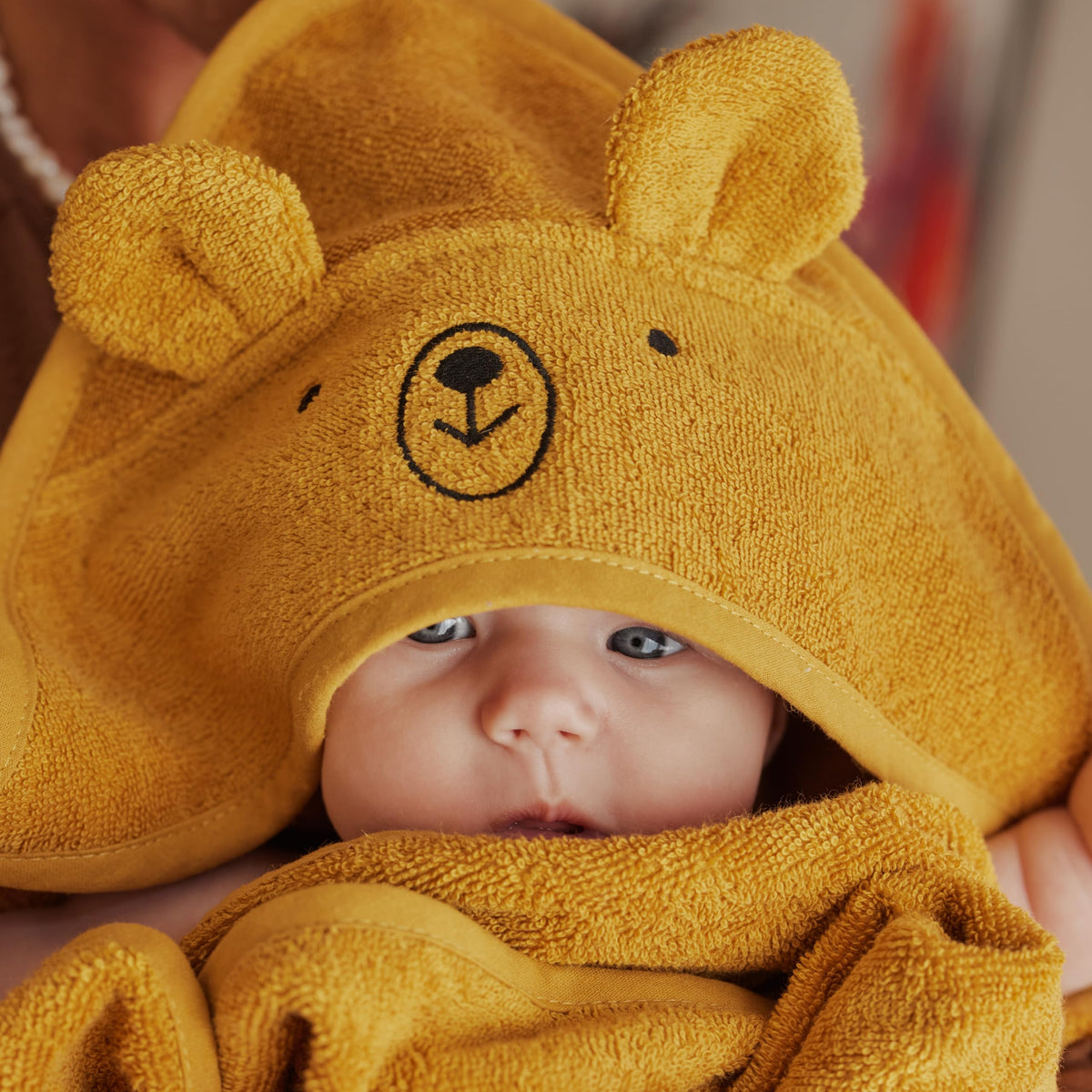 Hooded Baby Bath Towel, 100% Organic Cotton, Super-Soft 32"x32"