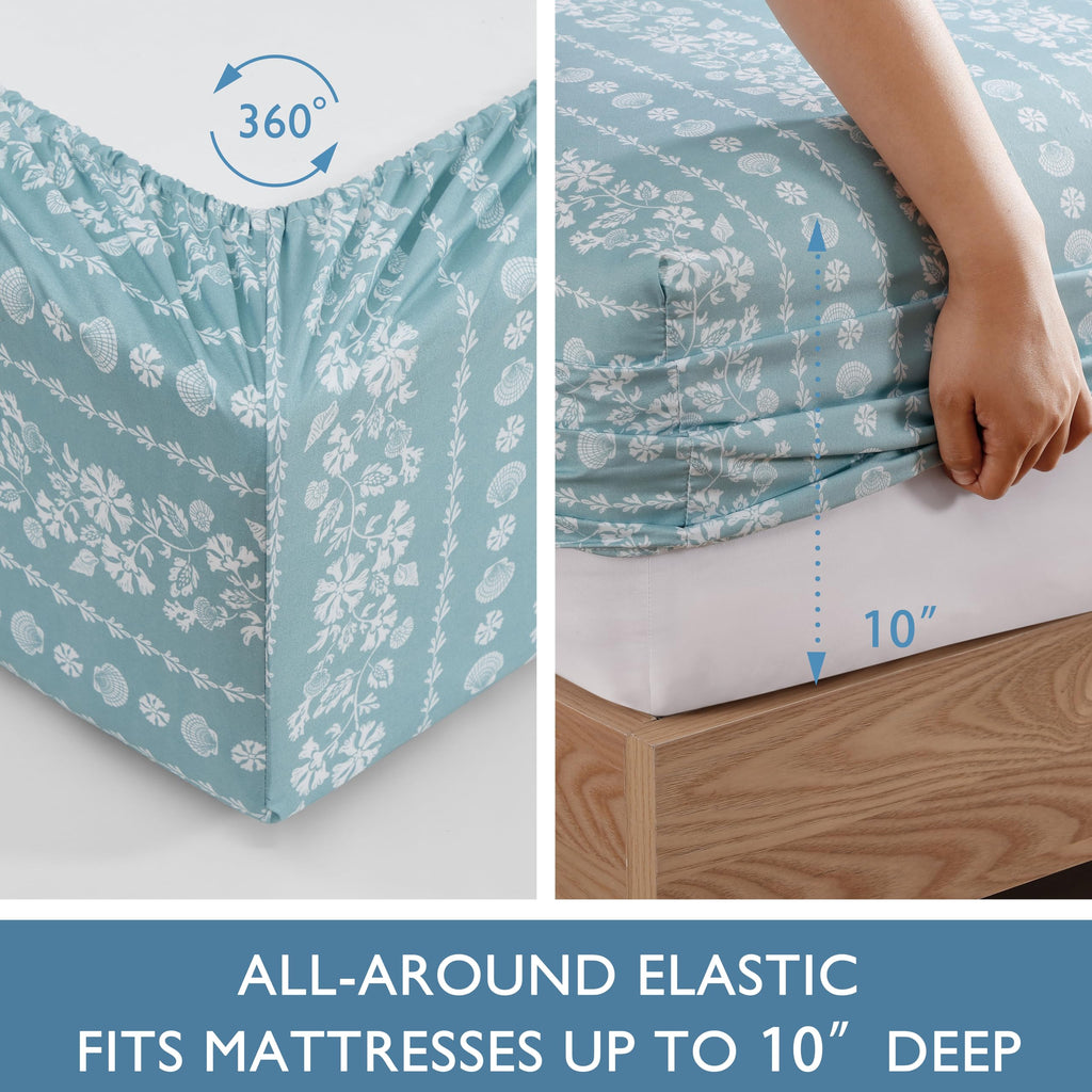 6-Pc Sheet Set with Cooling Pillowcases, Coastal Stripe