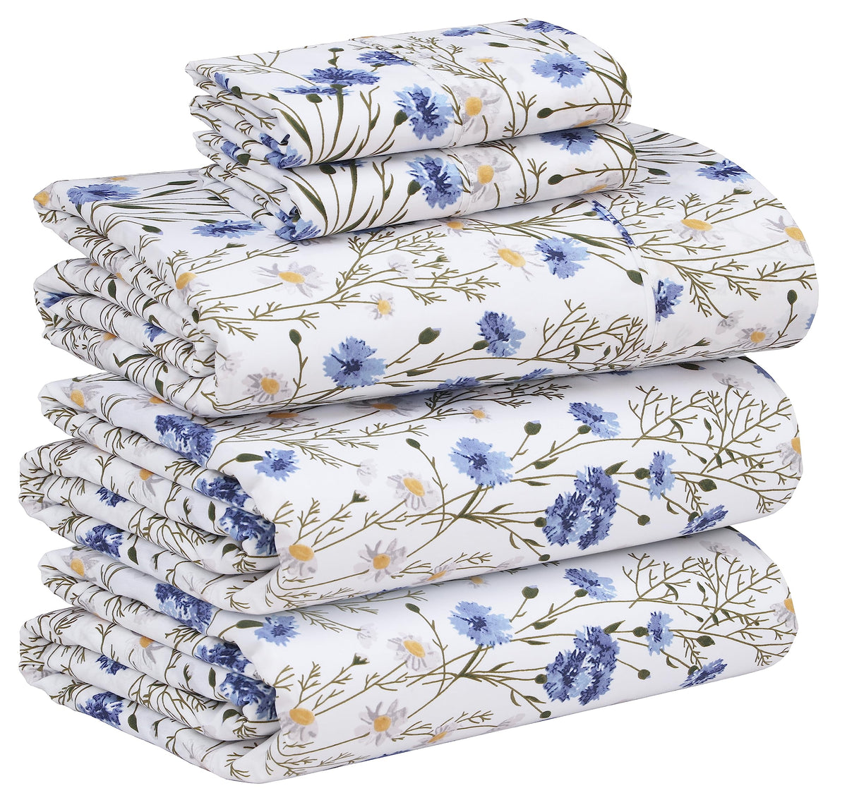 100% Cotton Split King Sheets, Percale Sheet Set, Sweet Pea