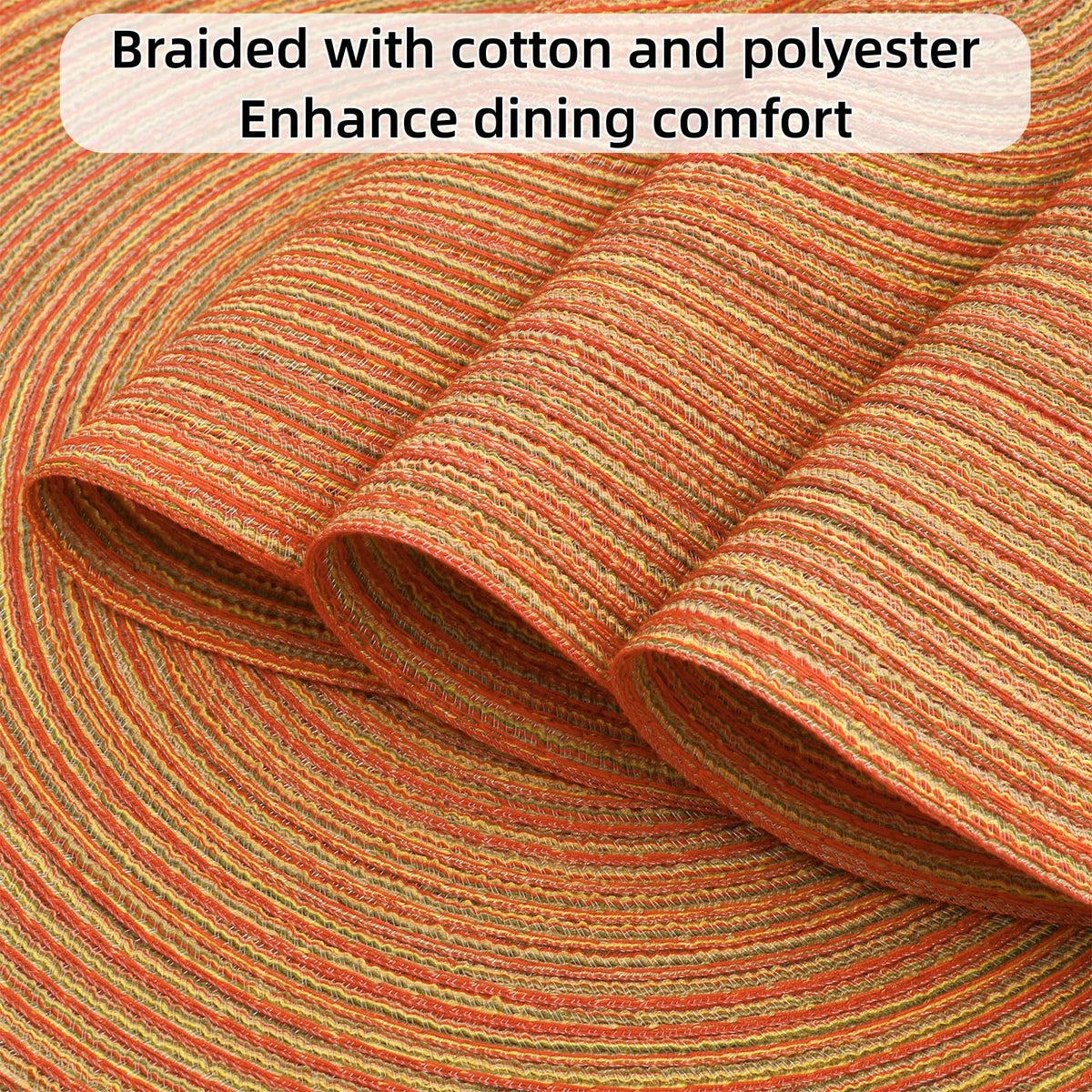 Round Braided Fall Placemats Set of 6 Thanksgiving Place Mats