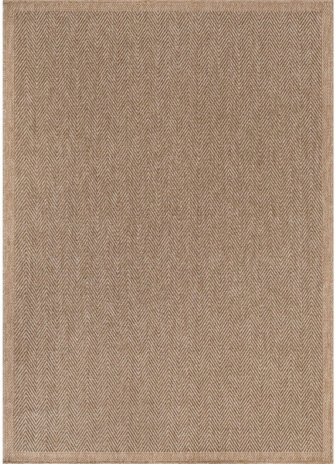 Easy Jute Rug 8x10, Indoor Outdoor Natural Color Fiber Area Rugs Rug Herringbone Seagrass Boho Woven Design