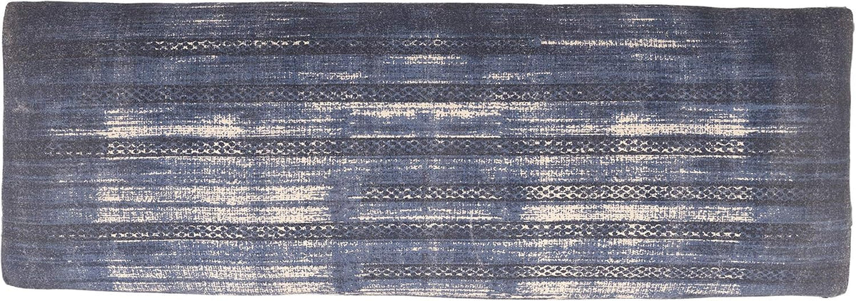 LR Home Blue Upholstered Bench End of Bed | Modern Distressed Accent Bench , or Hallway | 47" L x 16" W x 18" H