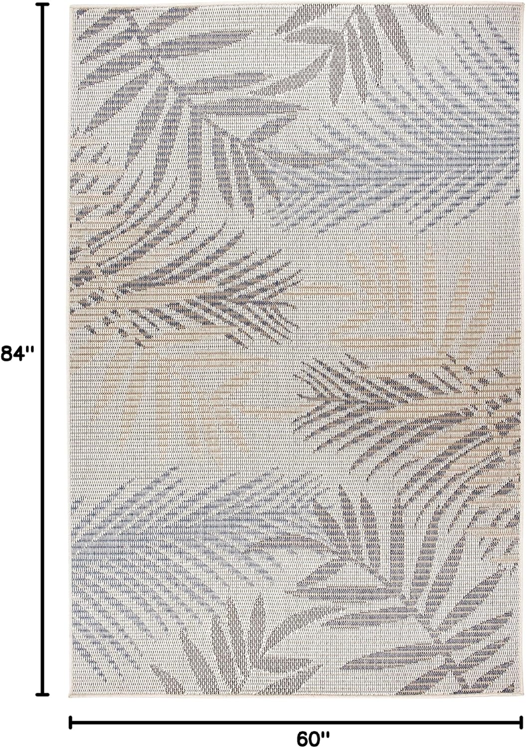 Palm Bahama Indoor/Outdoor Non-Shedding Deck Area Rug Cream