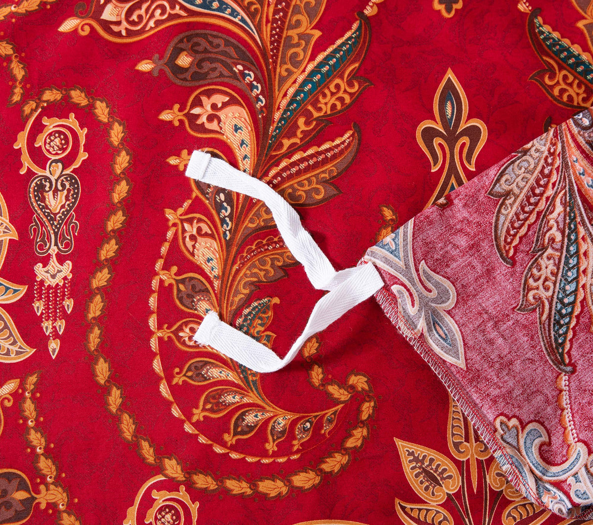 Italian Bohemian Paisley Duvet Cover 3pc Set Boho Bedding Boteh Damask Medallion Egyptian Cotton Sateen Luxury