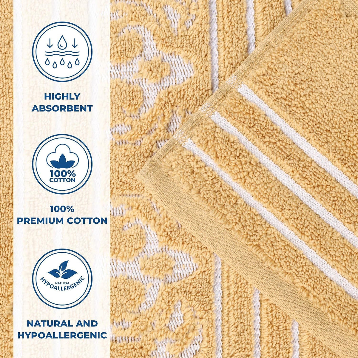 Cotton Bath Towel Set, Large Plush Absorbent Body Towels, Luxury Soft Quick Drying, Shower, Spa, Hotel, Pool, Guest