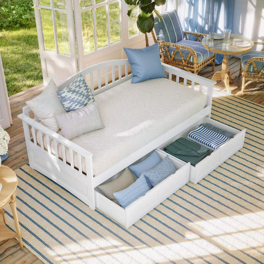 Mission Wood Daybed with Storage Drawers, White