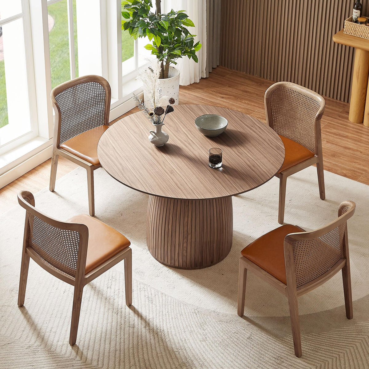 Inspired Saarinen Style 47.2''Round Dining Table for 4, Modern Kitchen Table with Wooden Pedestal Base, Minimalist Elegant Dining Table