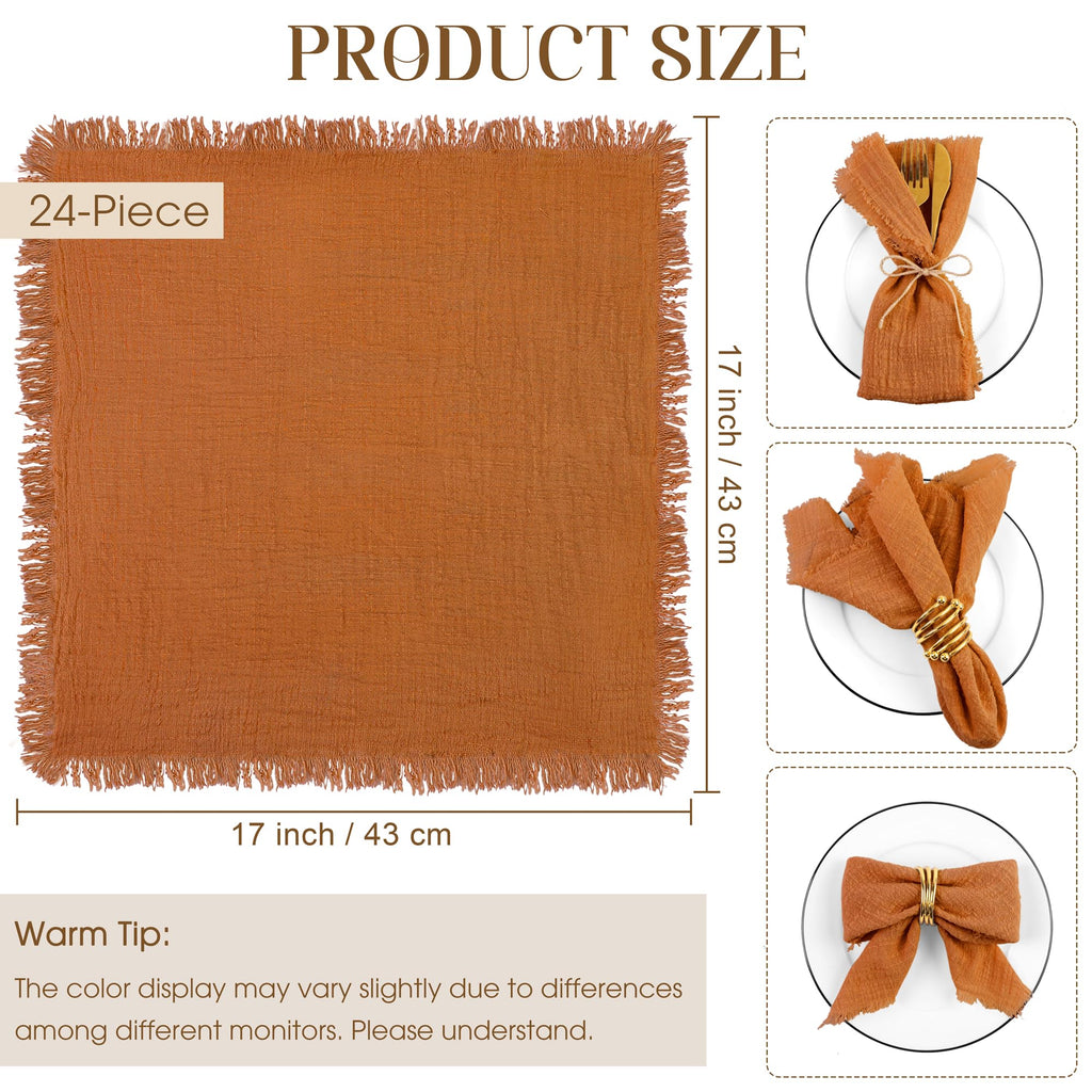 24 Pieces Thanksgiving Fall Cotton Linen Cloth Napkin Handmade