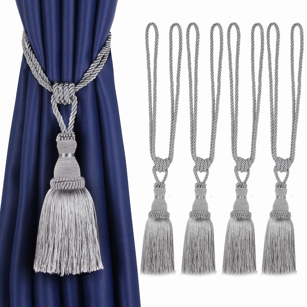 Curtain Tiebacks Tassel Drapery Tie-Backs Rope Holdbacks - 4 Pack