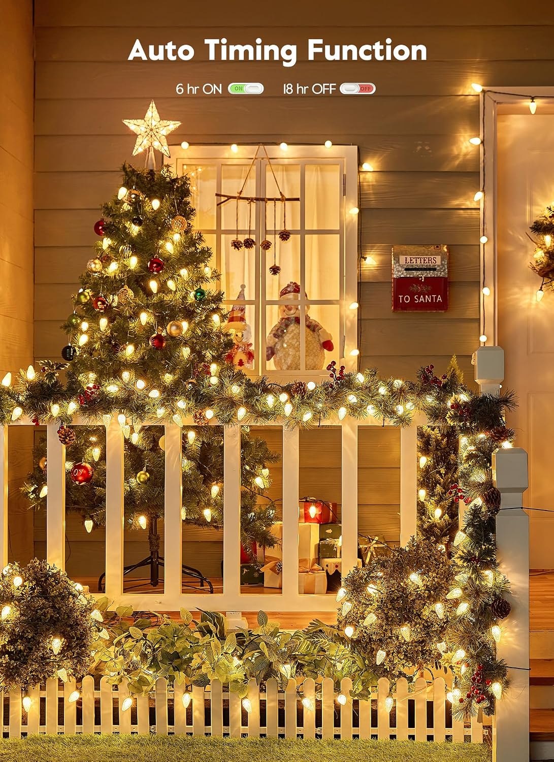 C9 Christmas Lights Outdoor, 114FT 150 LED Warm White Lights