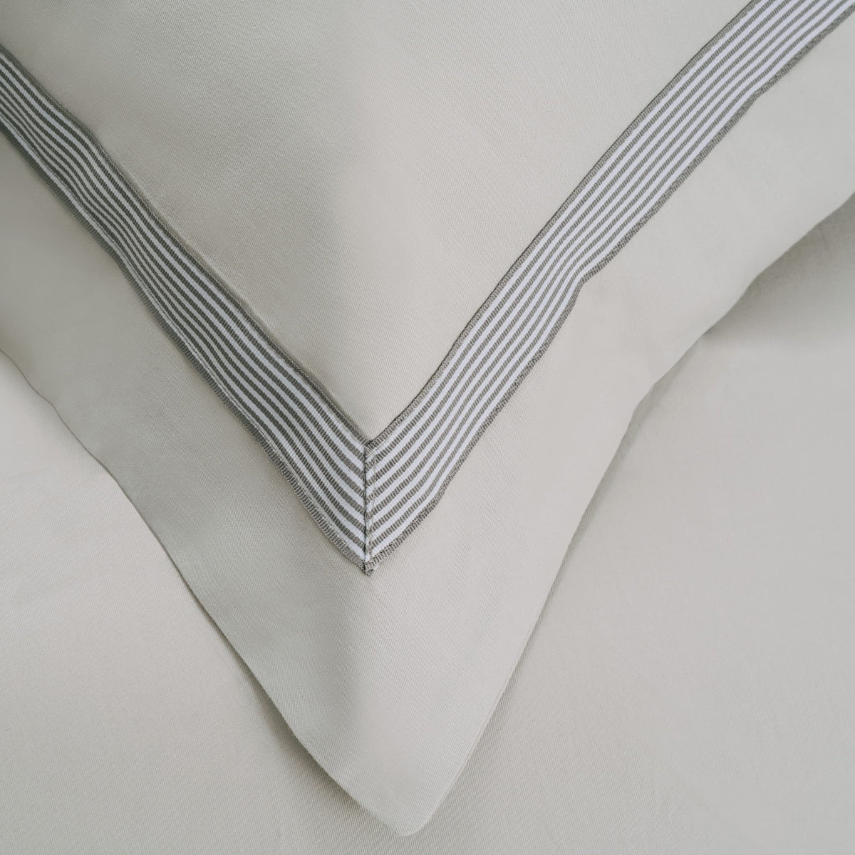 Miller Embroidered Duvet Cover Set, Long-Staple Cotton, Grey/Grey