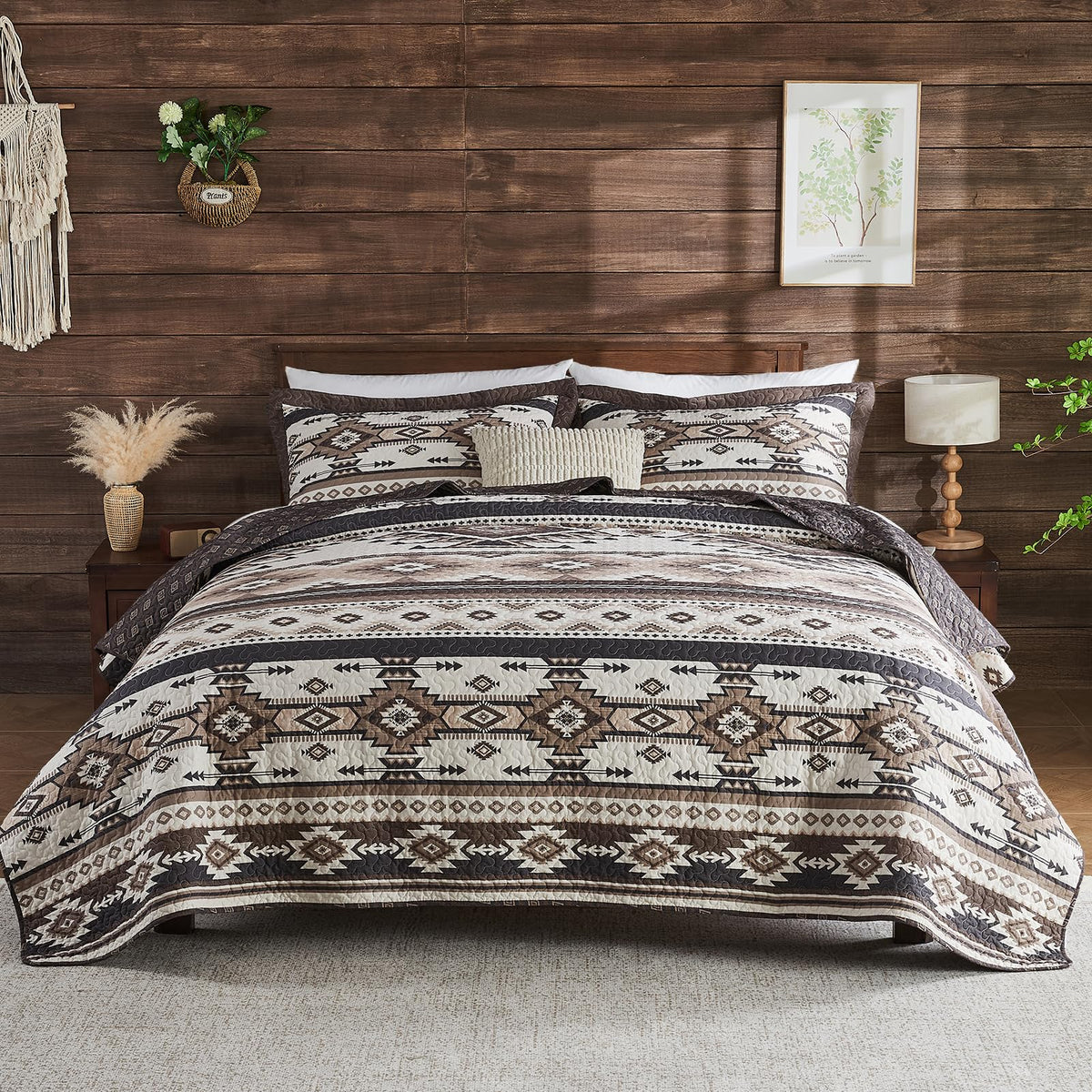 Traditional Quilt - 3 Pieces Rustic Aztec Bedding Sets
