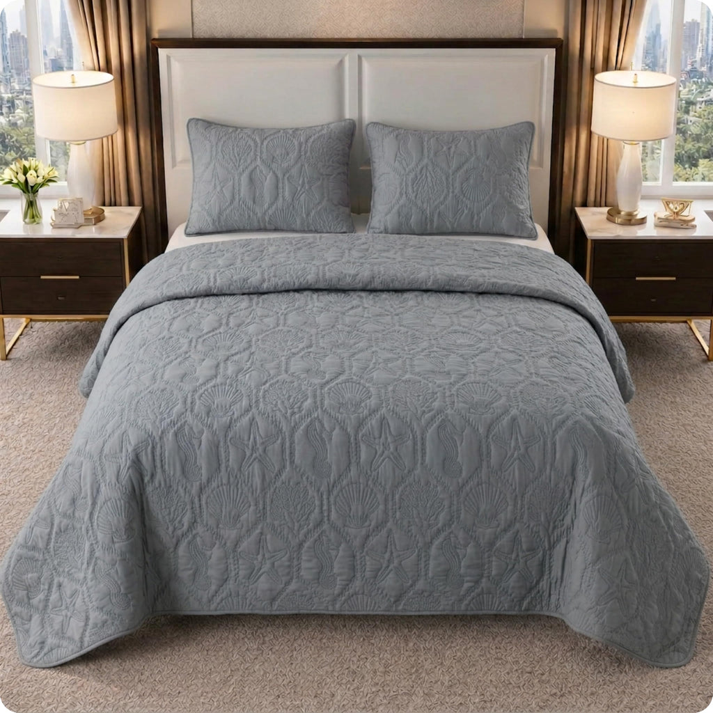 Shore Beach 3-Piece Bedding Set, Gray
