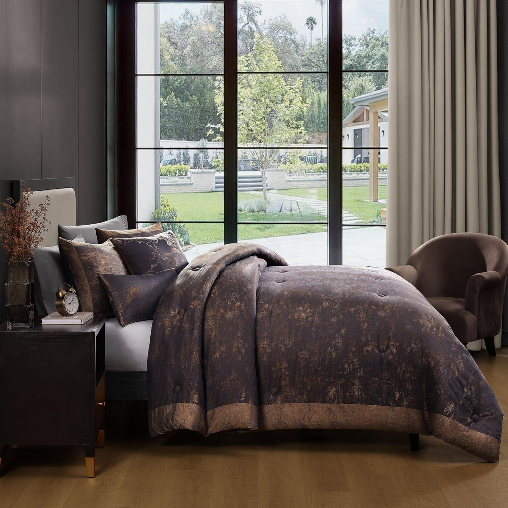 Texture Jacquard 5 Piece Comforter Set, Grey