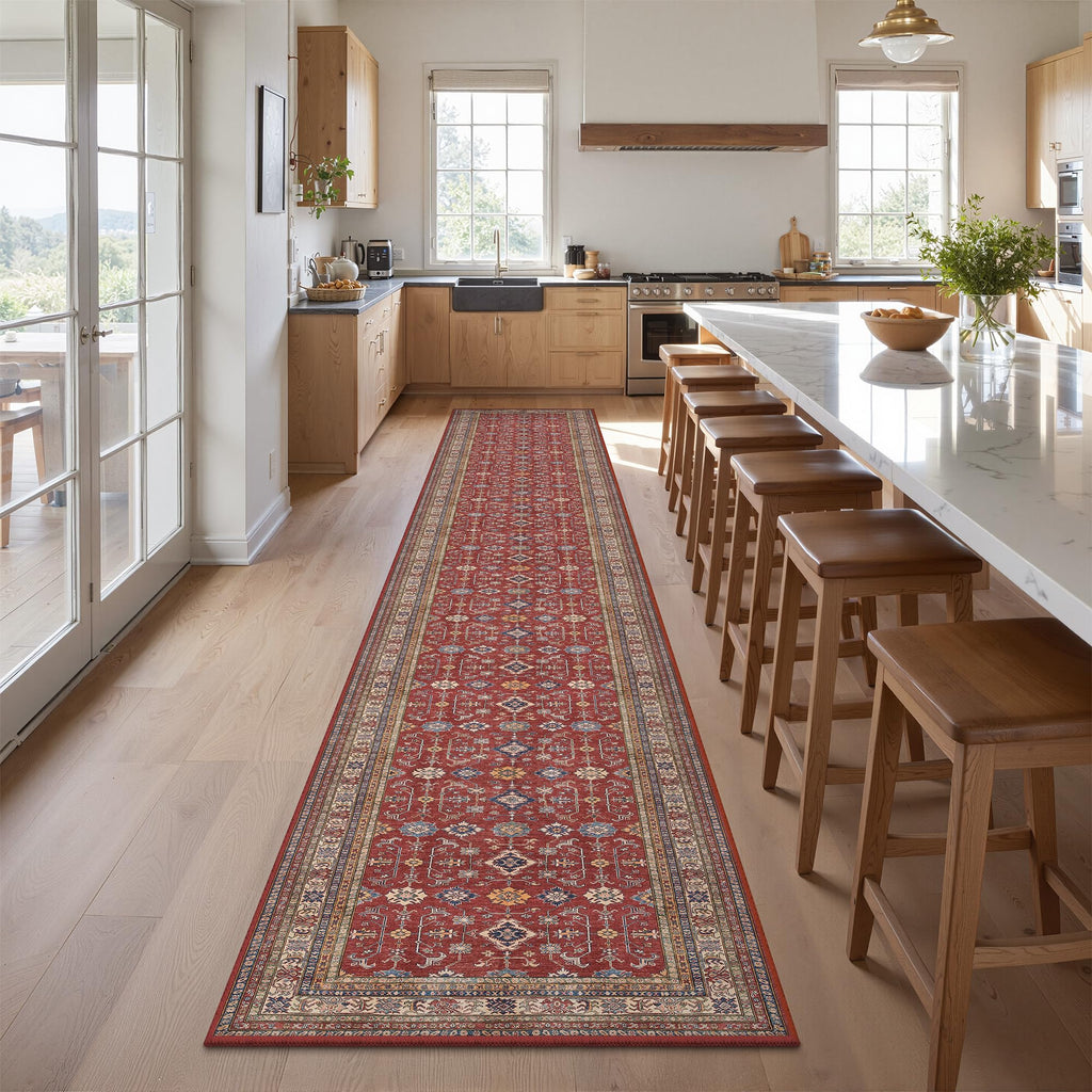 Oriental Runner Rug Vintage Hallway Runner Rug Non Slip Machine Washable Stain Resistant Rugs Bedside Kitchen