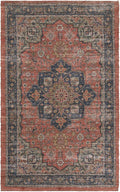 Chenille Jute Rug - 5' Antique Red Area Rug - Handmade Vintage Medallion s and Bedrooms