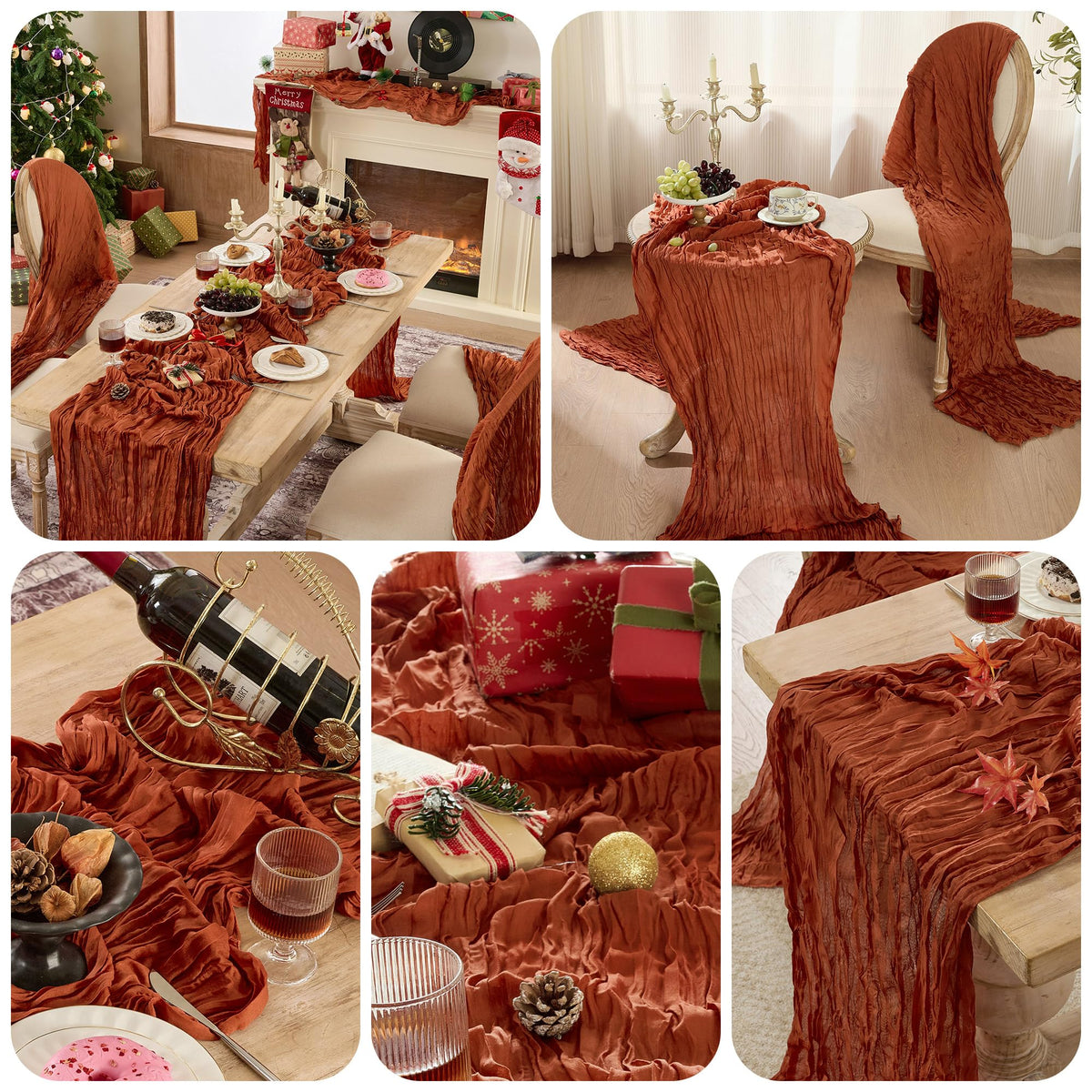 12 Pack Terracotta Cheesecloth Table Runner Boho Gauze Fall Decor