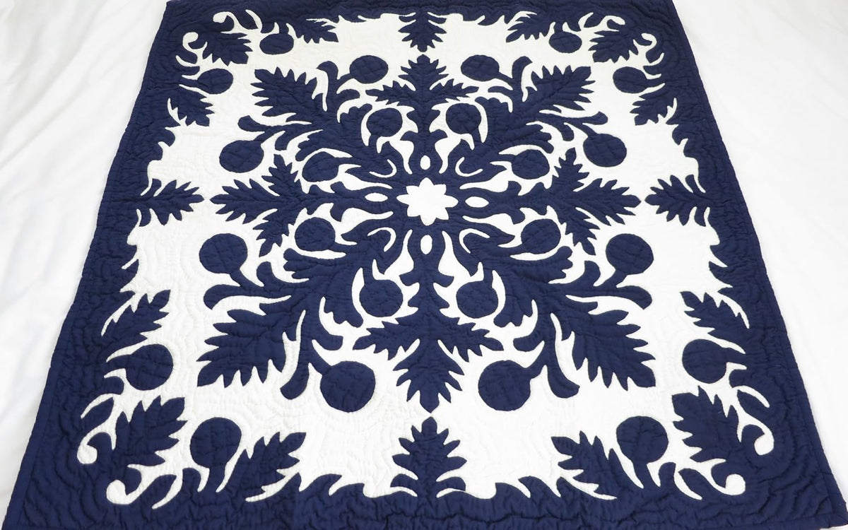 Quilt, Wall Hanging, Baby Crib Blanket, 100% Hand Quilted and 100% Hand Appliqued 42"x42"