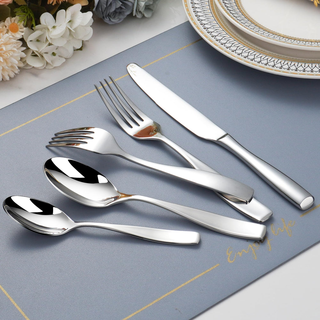40 Piece 18/10 Stainless Steel Silverware for 8, Heavy Duty Flatware Set